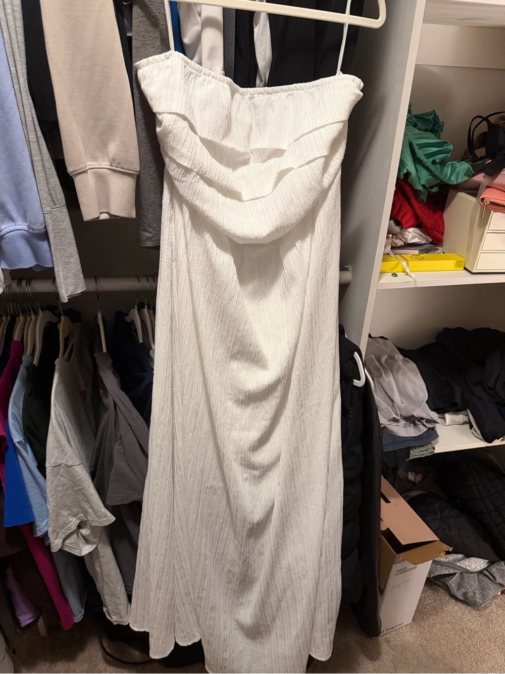 White strapless dress